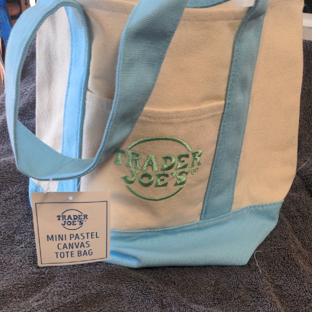Trader Joe's Pastel Blue Canvas Tote